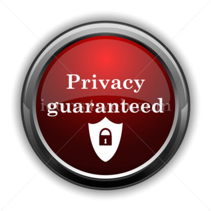 Privacy guaranteed icon. Red glossy web icon with shadow - Icons for website