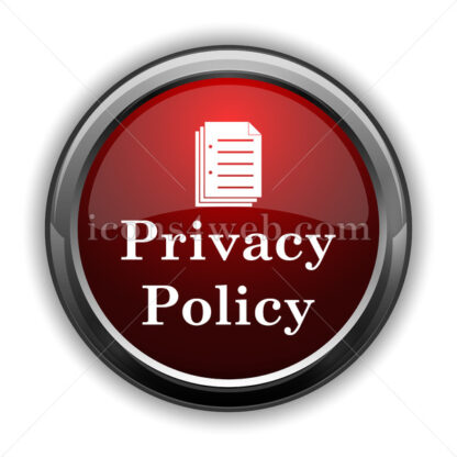Privacy policy icon. Red glossy web icon with shadow - Icons for website