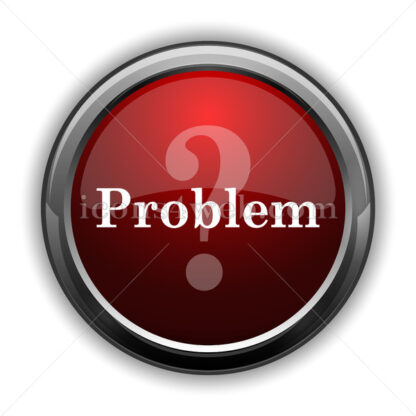 Problem icon. Red glossy web icon with shadow - Icons for website