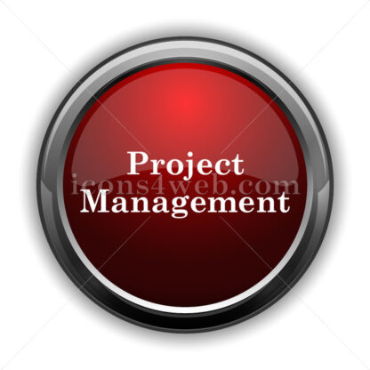 Project management icon. Red glossy web icon with shadow - Icons for website