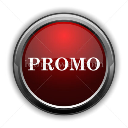 Promo icon. Red glossy web icon with shadow - Icons for website