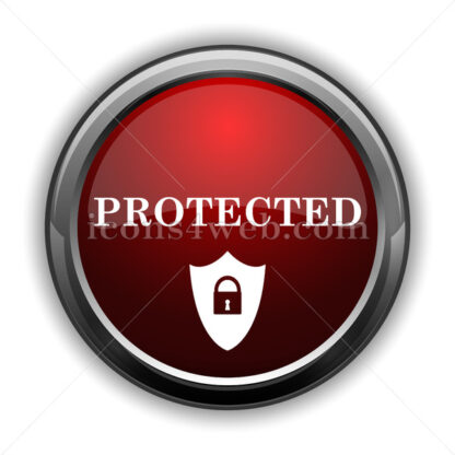 Protected icon. Red glossy web icon with shadow - Website icons