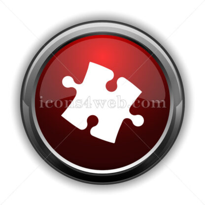 Puzzle piece icon. Red glossy web icon with shadow - Icons for website