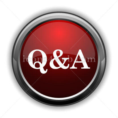 Q&A icon. Red glossy web icon with shadow on white background - Website icons