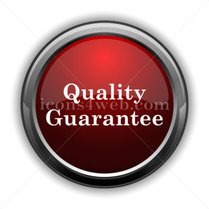 Quality guarantee icon. Red glossy web icon with shadow - Icons for website