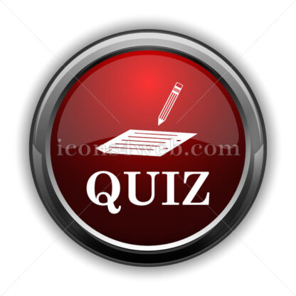 Quiz icon. Red glossy web icon with shadow - Icons for website