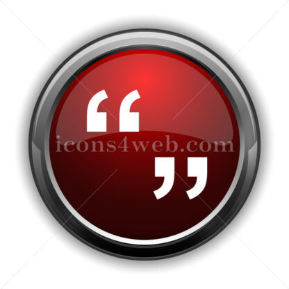 Quotation marks icon. Red glossy web icon with shadow - Icons for website