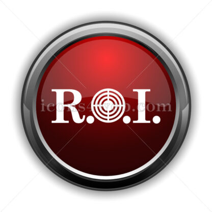 ROI icon. Red glossy web icon with shadow - Icons for website