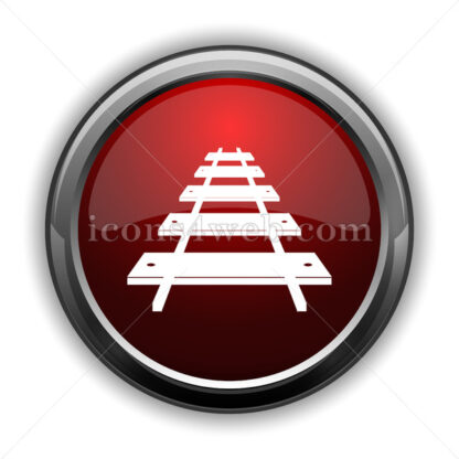 Rail road icon. Red glossy web icon with shadow - Icons for website