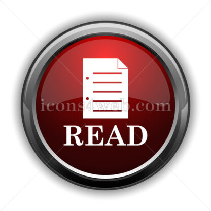 Read icon. Red glossy web icon with shadow - Icons for website