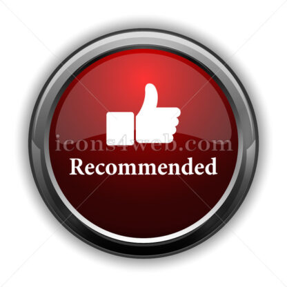 Recommended icon. Red glossy web icon with shadow - Icons for website