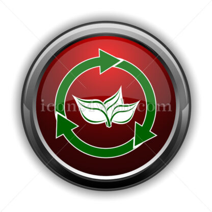 Recycle arrows icon. Red glossy web icon with shadow - Icons for website