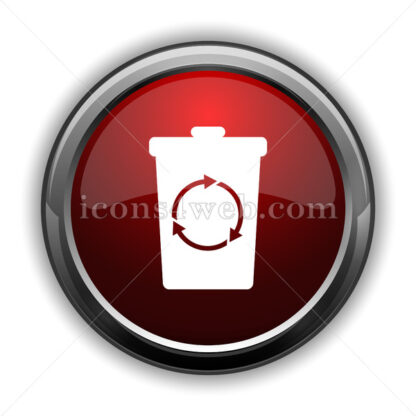 Recycle bin icon. Red glossy web icon with shadow - Icons for website