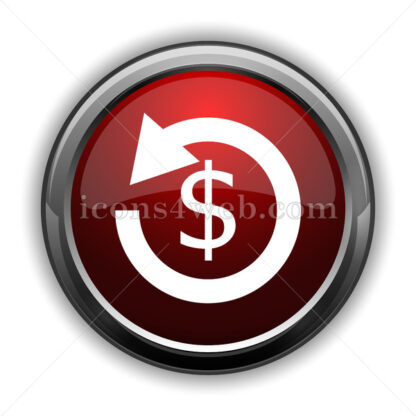 Refund sign icon. Red glossy web icon with shadow - Website icons