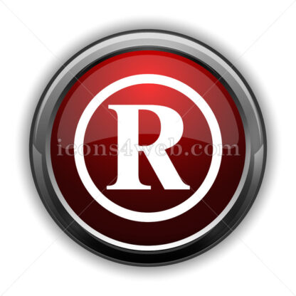 Registered mark icon. Red glossy web icon with shadow - Icons for website