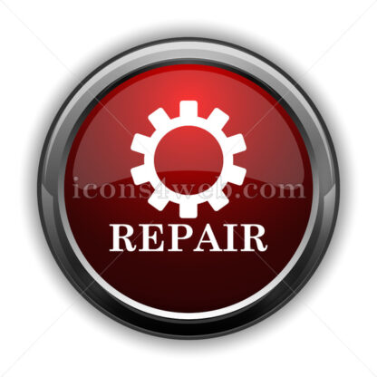 Repair icon. Red glossy web icon with shadow - Icons for website