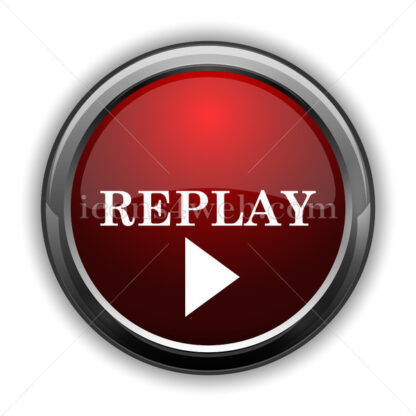 Replay icon. Red glossy web icon with shadow - Icons for website