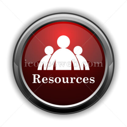 Resources icon. Red glossy web icon with shadow - Icons for website
