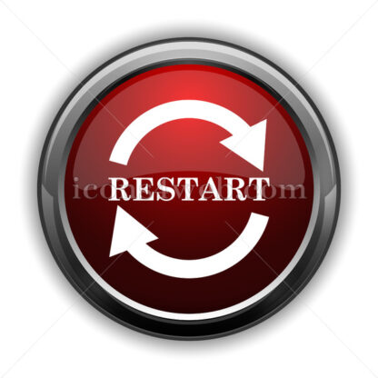 Restart icon. Red glossy web icon with shadow - Icons for website