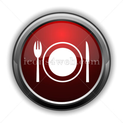 Restaurant icon. Red glossy web icon with shadow - Icons for website