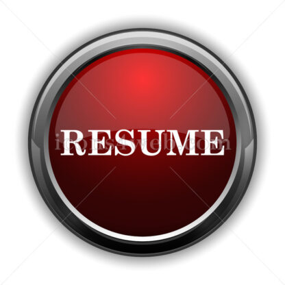 Resume icon. Red glossy web icon with shadow - Icons for website