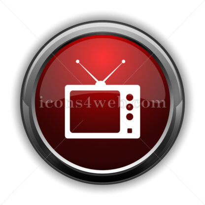 Retro tv icon. Red glossy web icon with shadow - Icons for website