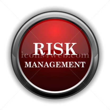 Risk management icon. Red glossy web icon with shadow - Icons for website