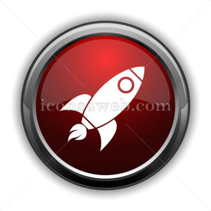 Rocket icon. Red glossy web icon with shadow - Icons for website