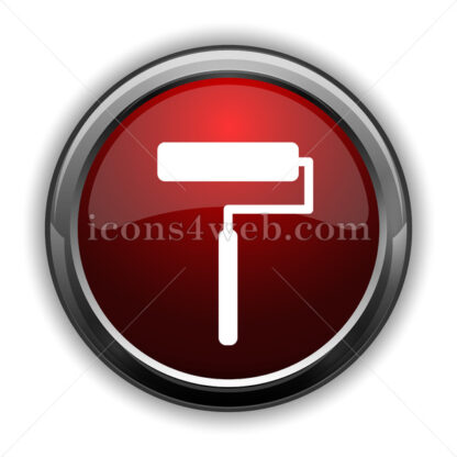 Roller icon. Red glossy web icon with shadow - Icons for website