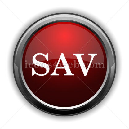 SAV icon. Red glossy web icon with shadow - Icons for website