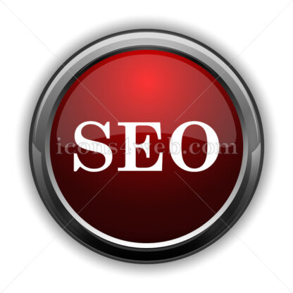 SEO icon. Red glossy web icon with shadow - Icons for website