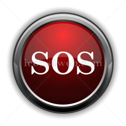 SOS icon. Red glossy web icon with shadow - Icons for website