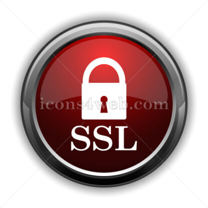 SSL icon. Red glossy web icon with shadow - Icons for website
