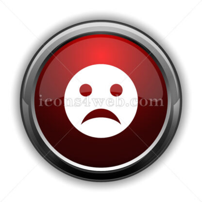Sad smiley icon. Red glossy web icon with shadow - Icons for website