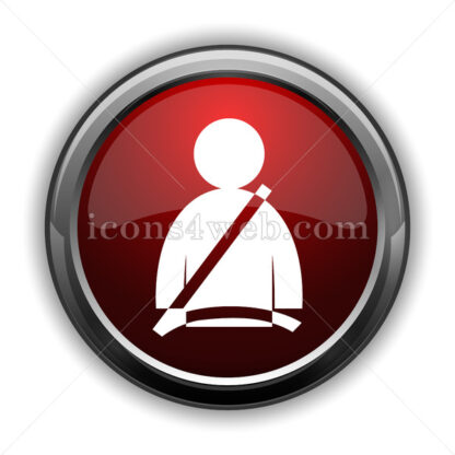 Safety belt icon. Red glossy web icon with shadow - Icons for website