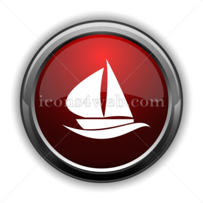 Sailboat icon. Red glossy web icon with shadow - Icons for website