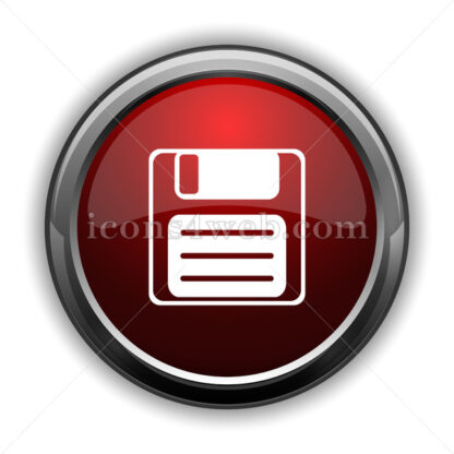 Save icon. Red glossy web icon with shadow - Icons for website