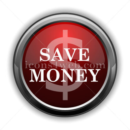 Save money icon. Red glossy web icon with shadow - Icons for website