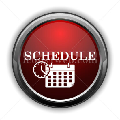 Schedule icon. Red glossy web icon with shadow - Website icons