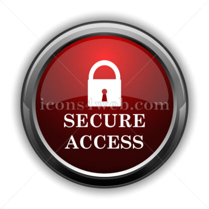Secure access icon. Red glossy web icon with shadow - Icons for website