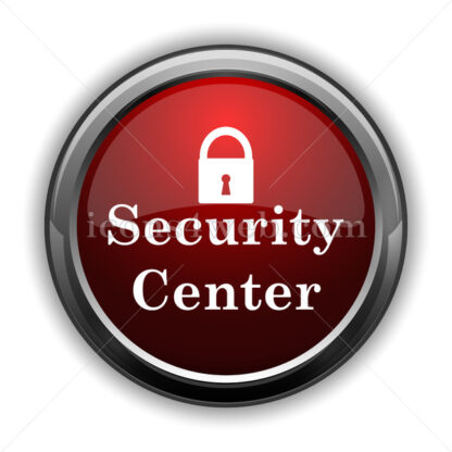 Security center icon. Red glossy web icon with shadow - Icons for website