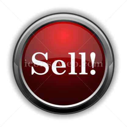 Sell icon. Red glossy web icon with shadow - Icons for website