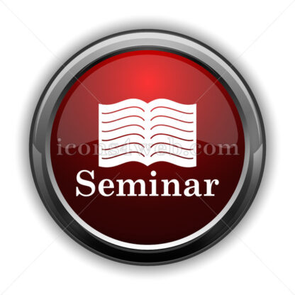 Seminar icon. Red glossy web icon with shadow - Icons for website