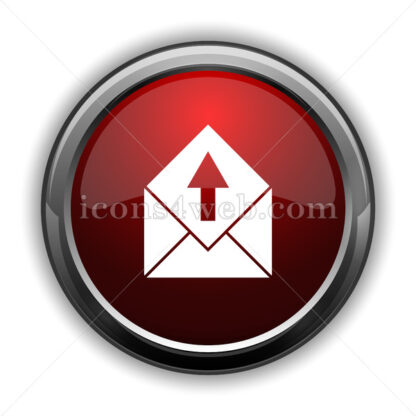 Send e-mail icon. Red glossy web icon with shadow - Icons for website