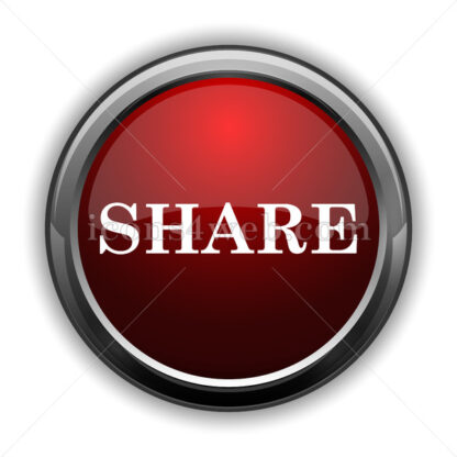 Share icon. Red glossy web icon with shadow - Icons for website
