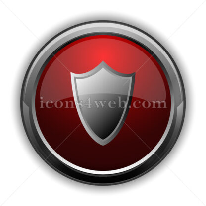 Shield icon. Red glossy web icon with shadow - Icons for website