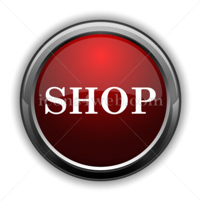 Shop icon. Red glossy web icon with shadow - Icons for website
