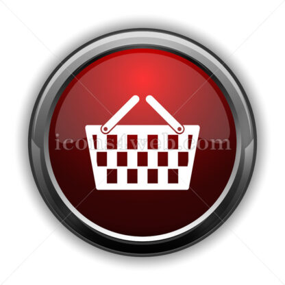 Shopping basket icon. Red glossy web icon with shadow - Icons for website