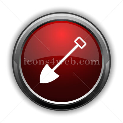 Shovel icon. Red glossy web icon with shadow - Icons for website