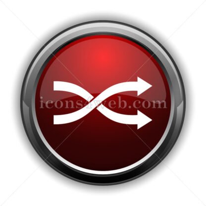 Shuffle icon. Red glossy web icon with shadow - Icons for website